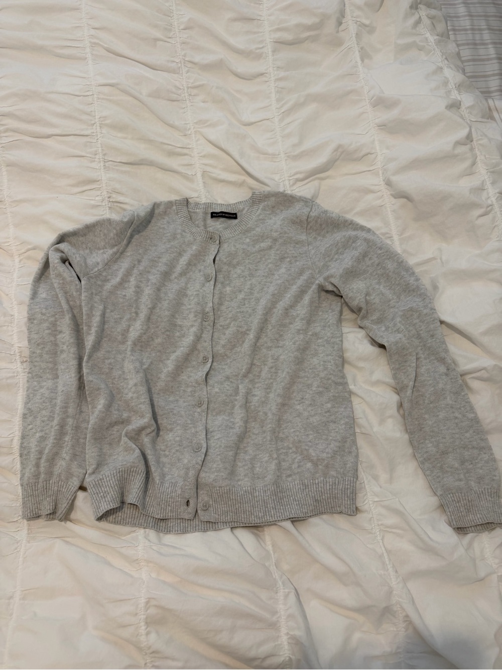 Brandy Melville Light Gray Button-Up Crewneck Cardigan
